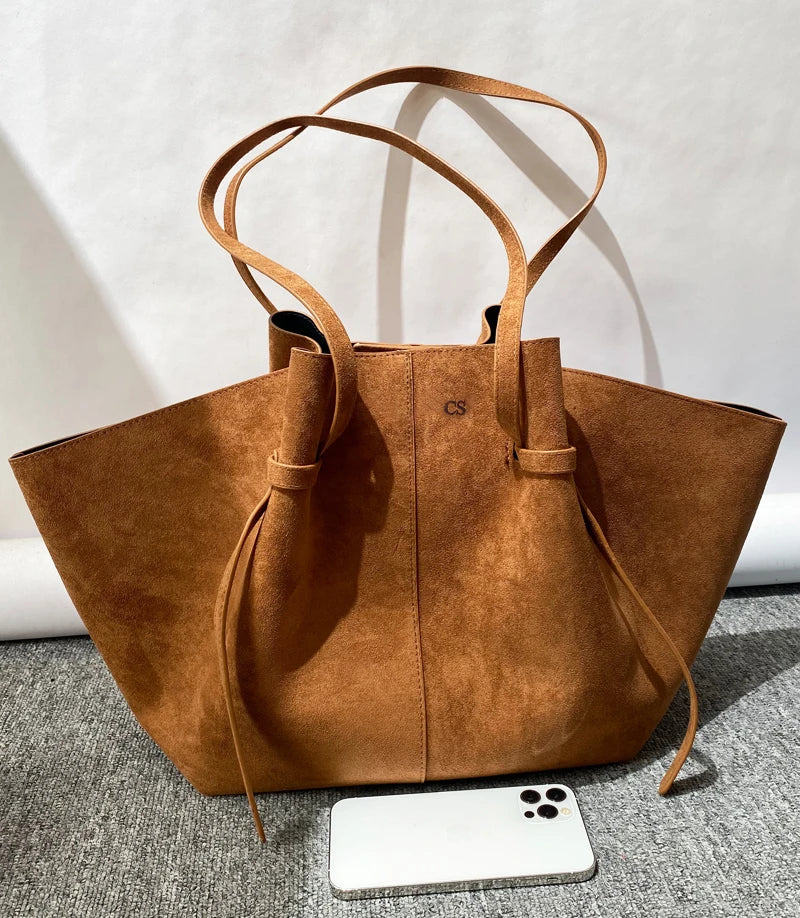 Custom Name Initials Large Capacity Faux Suede Tote Bags For Women Luxury Designer Handbags Purses 2024 New In Underarm Shoulder