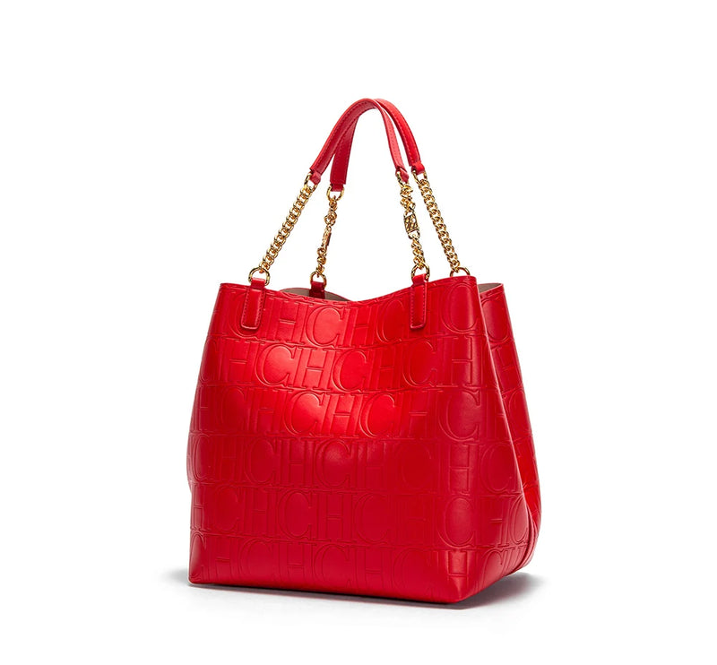 CHCH Women's Tote Bag 2024 New Steel Embossed Handbag Large Capacity Business Storage Bag