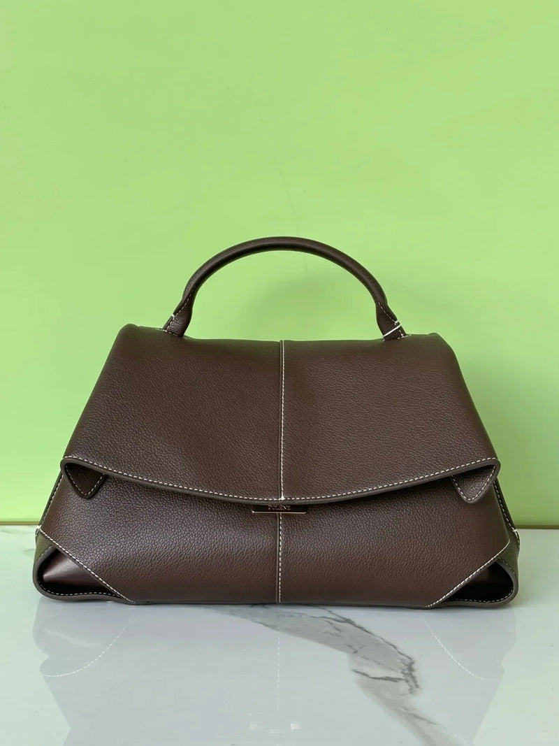 1pcs High end luxury leather smile bag with pleated design, single shoulder large capacity commuting handbag