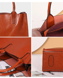 Burminsa Cowhide Genuine Leather Large Tote Handbags For Women 2024 Trend Designer Commuter Satchel Shopper Female Shouder Bags