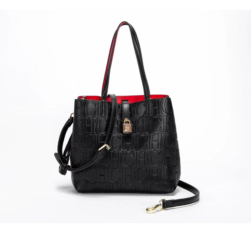 CH Simple Large Capacity Embossed Women's Shoulder Bag Pure Color Letter Pattern Design 2024 Fashion Luxury Backpacks
