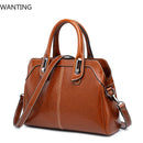 Genuine Leather Women Handbag Top Handle Shoulder Cross Body Bag Fashion Oil Wax Cowhide Purses And Handbags Messenger Tote Bags