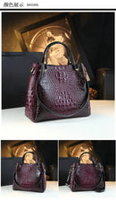 Genuine Leather Women Handbags New Tote Bag Fashion Crocodile Print Bucket Bag Retro Shoulder Messenger Bags Trend 2025