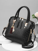Crocodile Pattern Top Handle Crossbody Bag, PU Leather Satchel Bag Purse, Classic Versatile Fashion Shoulder Bag