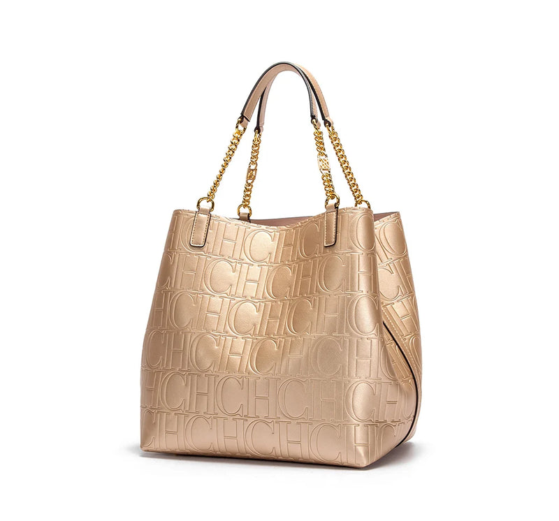 CHCH Women's Tote Bag 2024 New Steel Embossed Handbag Large Capacity Business Storage Bag