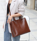 Burminsa Cowhide Genuine Leather Large Tote Handbags For Women 2024 Trend Designer Commuter Satchel Shopper Female Shouder Bags