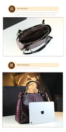 Genuine Leather Women Handbags New Tote Bag Fashion Crocodile Print Bucket Bag Retro Shoulder Messenger Bags Trend 2025