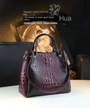 Genuine Leather Women Handbags New Tote Bag Fashion Crocodile Print Bucket Bag Retro Shoulder Messenger Bags Trend 2025