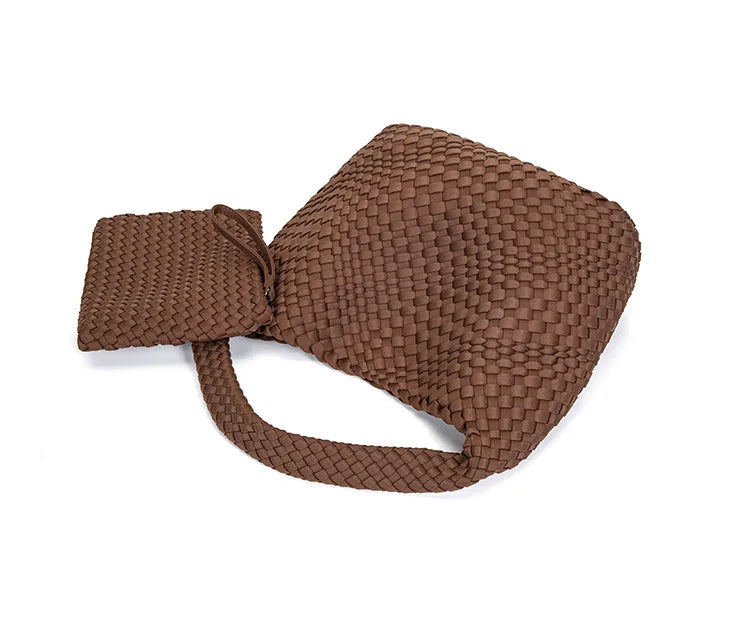 Bolsa em Neoprene Weave Bag Casual com bolsinha auxiliar