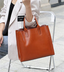 Burminsa Cowhide Genuine Leather Large Tote Handbags For Women 2024 Trend Designer Commuter Satchel Shopper Female Shouder Bags