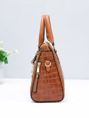 Crocodile Pattern Top Handle Crossbody Bag, PU Leather Satchel Bag Purse, Classic Versatile Fashion Shoulder Bag
