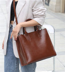 Burminsa Cowhide Genuine Leather Large Tote Handbags For Women 2024 Trend Designer Commuter Satchel Shopper Female Shouder Bags