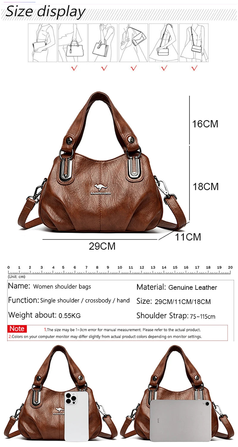 Genuine Brand Leather Women Handbag Luxury Designer Shoulder Crossbody Bags Ladies Purse Messenger Tote Bag Female Commuting Bag
