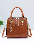 Crocodile Pattern Top Handle Crossbody Bag, PU Leather Satchel Bag Purse, Classic Versatile Fashion Shoulder Bag