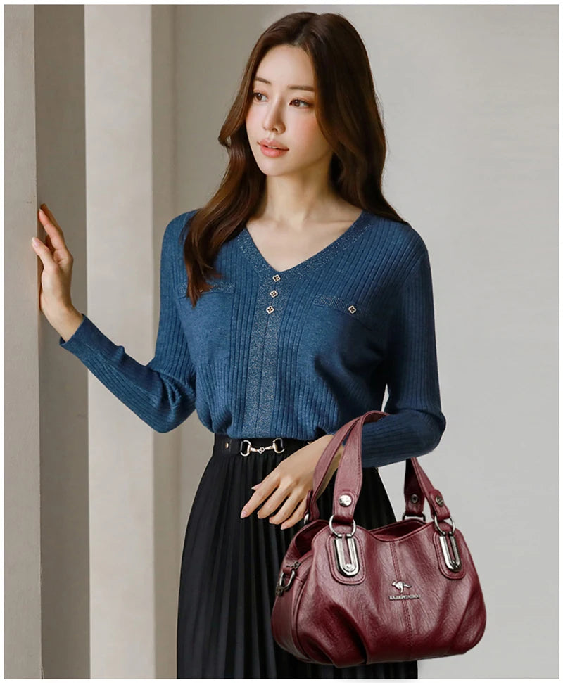 Genuine Brand Leather Women Handbag Luxury Designer Shoulder Crossbody Bags Ladies Purse Messenger Tote Bag Female Commuting Bag