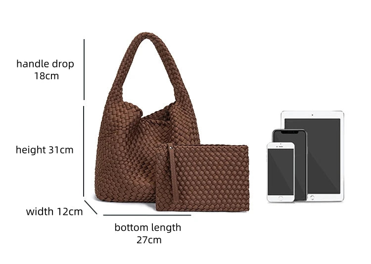 Bolsa em Neoprene Weave Bag Casual com bolsinha auxiliar