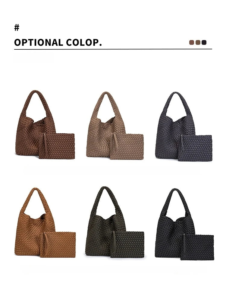 Bolsa em Neoprene Weave Bag Casual com bolsinha auxiliar