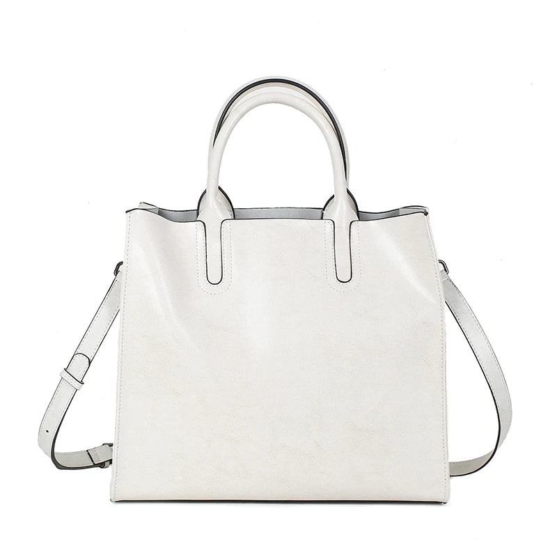 Burminsa Cowhide Genuine Leather Large Tote Handbags For Women 2024 Trend Designer Commuter Satchel Shopper Female Shouder Bags