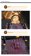 Genuine Leather Women Handbags New Tote Bag Fashion Crocodile Print Bucket Bag Retro Shoulder Messenger Bags Trend 2025