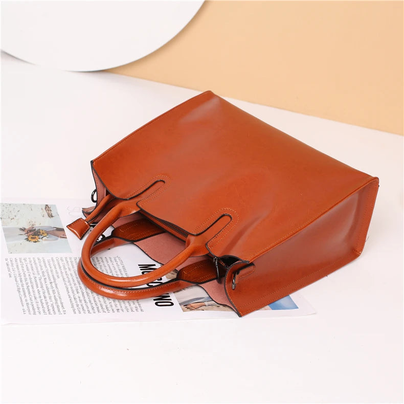 Burminsa Cowhide Genuine Leather Large Tote Handbags For Women 2024 Trend Designer Commuter Satchel Shopper Female Shouder Bags