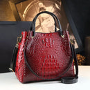 Genuine Leather Women Handbags New Tote Bag Fashion Crocodile Print Bucket Bag Retro Shoulder Messenger Bags Trend 2025