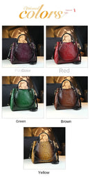 Genuine Leather Women Handbags New Tote Bag Fashion Crocodile Print Bucket Bag Retro Shoulder Messenger Bags Trend 2025