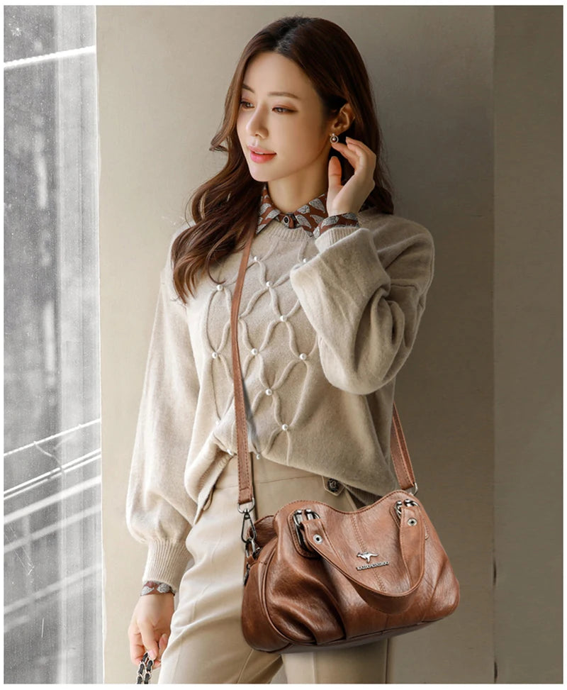 Genuine Brand Leather Women Handbag Luxury Designer Shoulder Crossbody Bags Ladies Purse Messenger Tote Bag Female Commuting Bag