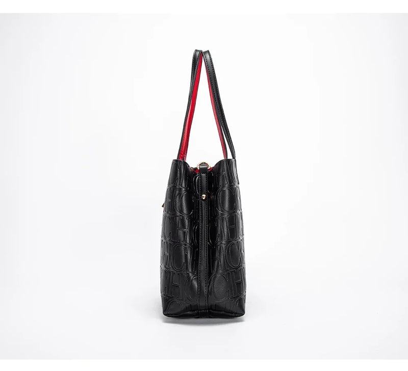 CH Simple Large Capacity Embossed Women's Shoulder Bag Pure Color Letter Pattern Design 2024 Fashion Luxury Backpacks
