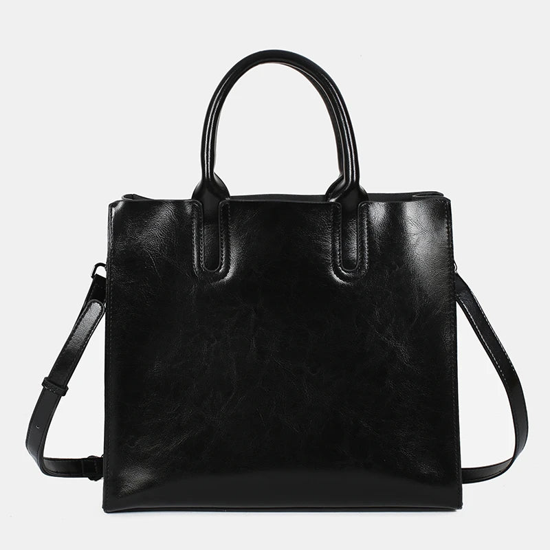 Burminsa Cowhide Genuine Leather Large Tote Handbags For Women 2024 Trend Designer Commuter Satchel Shopper Female Shouder Bags
