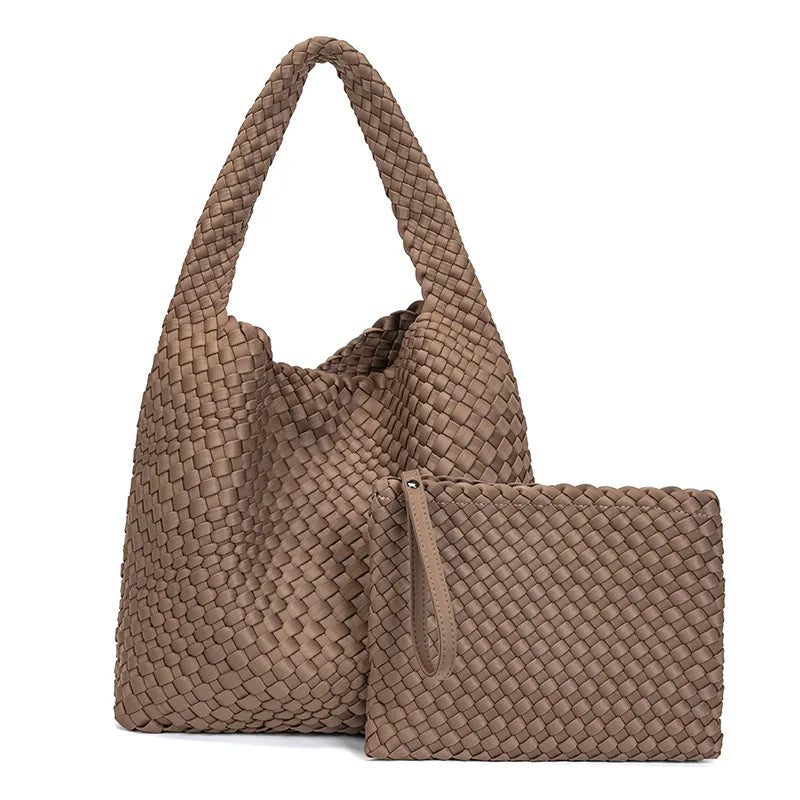 Bolsa em Neoprene Weave Bag Casual com bolsinha auxiliar