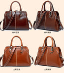 Genuine Leather Women Handbag Top Handle Shoulder Cross Body Bag Fashion Oil Wax Cowhide Purses And Handbags Messenger Tote Bags