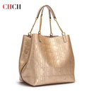 CHCH Women's Tote Bag 2024 New Steel Embossed Handbag Large Capacity Business Storage Bag